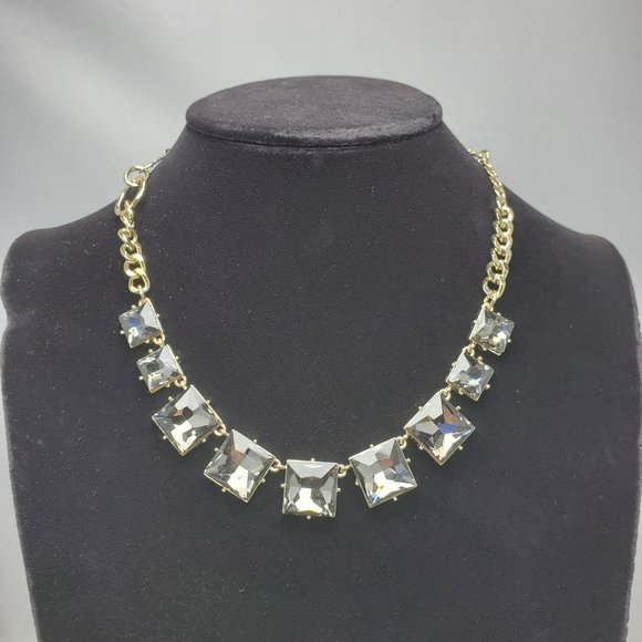 French Connection Square Stone Frontal Necklace 18 (Black Diamond) Necklace - Picture 3 of 4